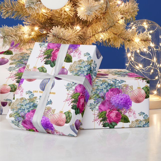 Chic Floral Boutique Personalisiert Weihnachten Geschenkpapier (Feiertage)
