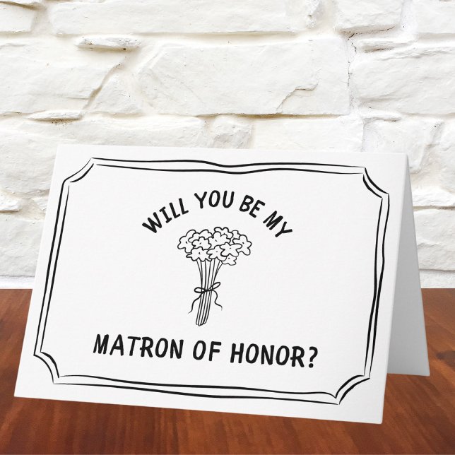 Chic Floral Bow Bouquet Matron of Honour Vorschlag Karte (This minimalist floral matron of honor proposal card offers a chic way to ask your bestie..)