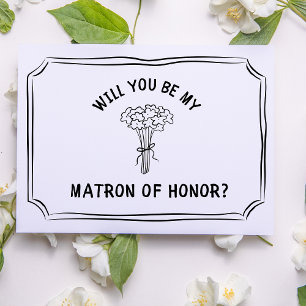 Chic Floral Bow Bouquet Matron of Honour Vorschlag Karte