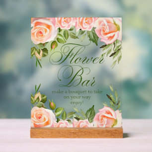 Chic Floral Brautparty Blume Bar Acrylschild