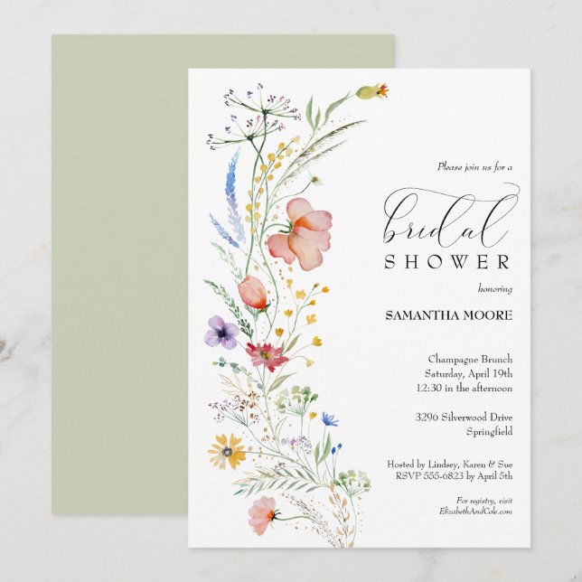 Chic Floral Bridal Dusche Einladungen (Vorne/Hinten)