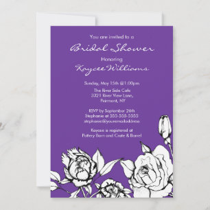 Chic Floral Bridal Shower Invitation Violet