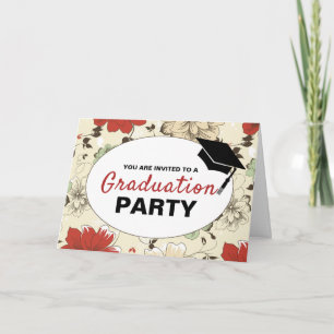 Chic Floral Cap, Foto Graduation Party Einladung