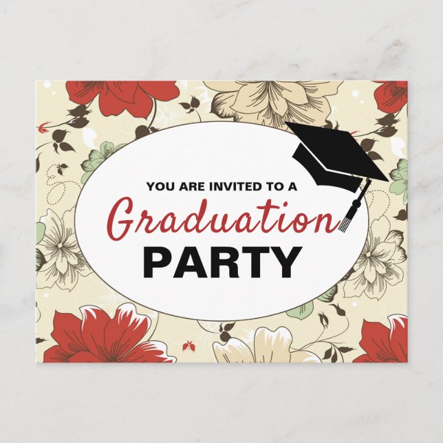 Chic Floral Cap, Graduiertenparty Einladung (Vorderseite)