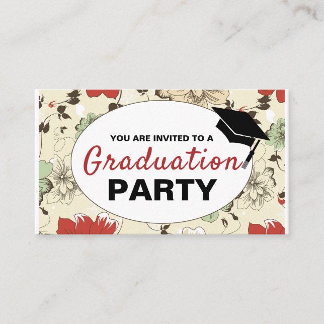 Chic Floral Cap, Graduiertenparty Ticket Einladung (Vorderseite)