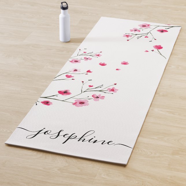 Chic floral Cherry Blossom Name Skript Yogamatte (Beispiel)