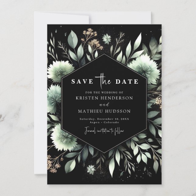 Chic Floral Classic Sage Green Wedding Save The Date (Vorderseite)