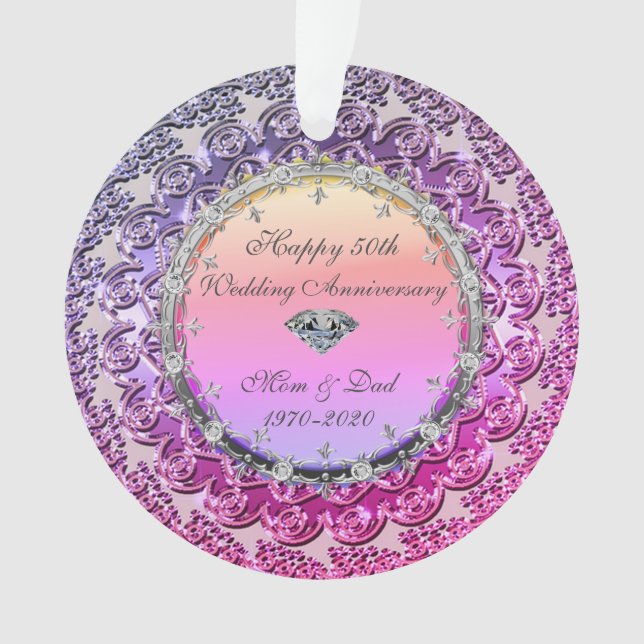 Chic Floral Diamond 50e anniversaire de Mariage (devant)