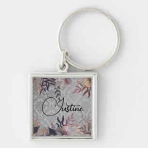 Chic Floral Elegante Damask Personalisiert Schlüsselanhänger