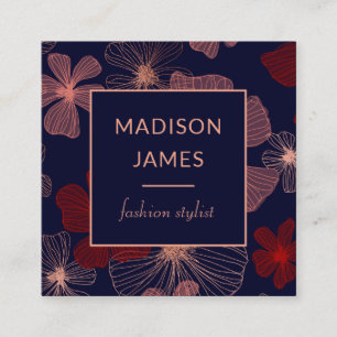 Chic Floral Fashion Stylist Quadratisch Quadratische Visitenkarte