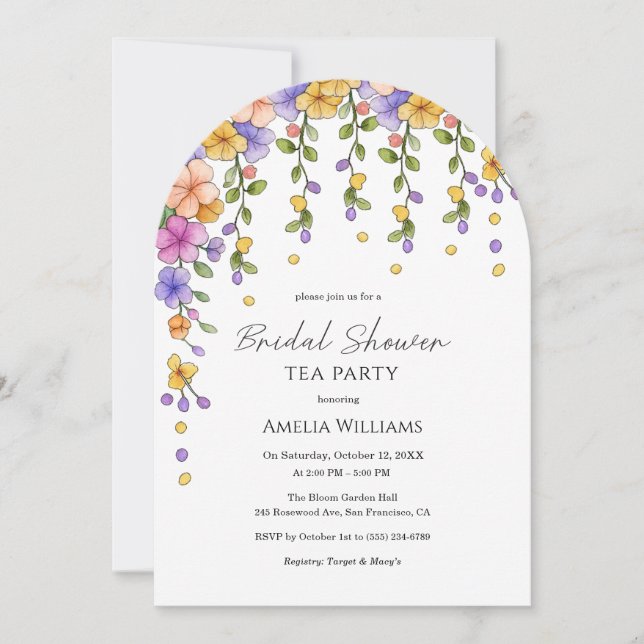 Chic Floral Garden Bridal Party Einladung (Vorderseite)