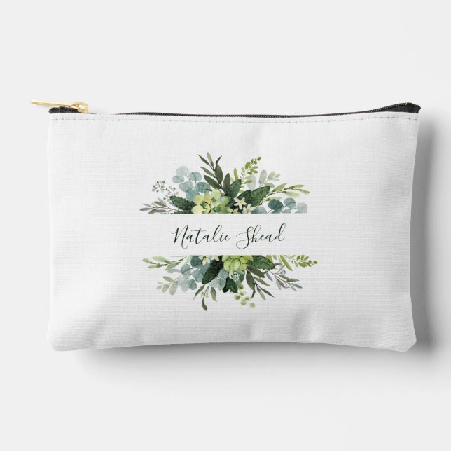 Chic floral Girl Individuelle Name Metal Schlüssel Zubehörtasche (Vorderseite)