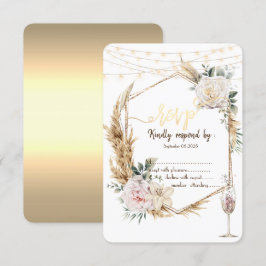 Chic Floral Gold Frame Champagner Glass UAWG Einladung
