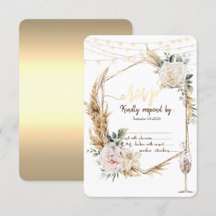 Chic Floral Gold Frame Champagner Glass UAWG Einladung