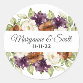 Chic Floral Hochzeit im Herbst Einladung Siegel Runder Aufkleber