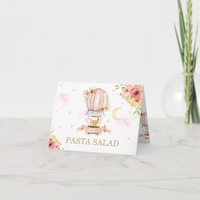 Chic Floral Hot Air Ballon Tiere Food Zelt Card Dankeskarte (Vorderseite)