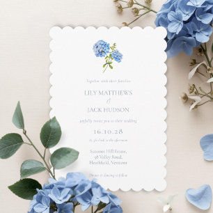 Chic Floral Hydrangea Non Foto Hochzeit Einladung