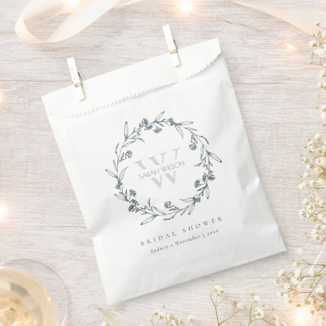 Chic Floral Laurel Wreath Monogram Brautparty Geschenktütchen (Ausgeschnitten)