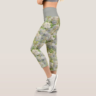 Chic Floral Lavendel Gray Hydrangea Muster Capri Leggings