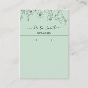 Chic Floral Light Aquamarin Botanic Earring Card Visitenkarte