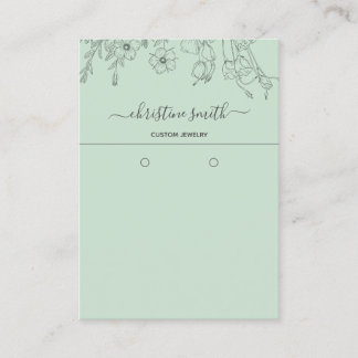Chic Floral Light Aquamarin Botanic Earring Card Visitenkarte