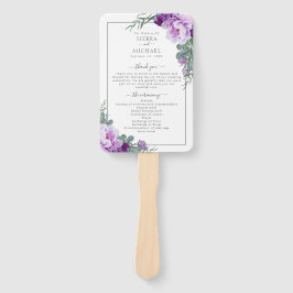 Chic Floral Lila & Gray Wedding Program Handfan Fächer