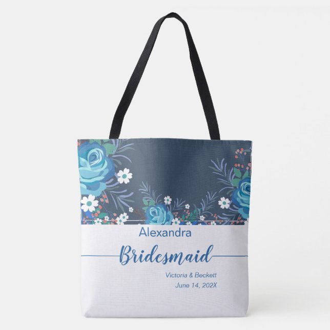 Chic Floral Mit Monogramm Tote Bag Tasche (Vorderseite)