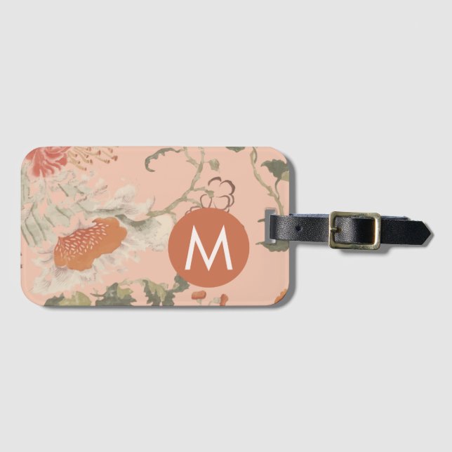 Chic Floral Monogram Gepäckanhänger (Vorderseite (Horizontal))