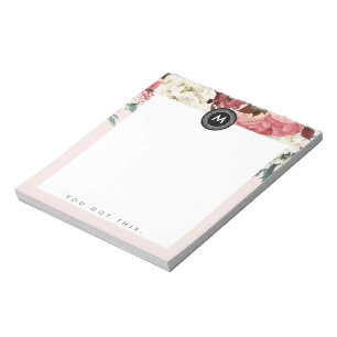 Chic Floral Monogram Post It NotePad Notizblock
