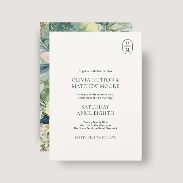 Chic Floral Monogram Wedding Invitation (Créateur téléchargé)