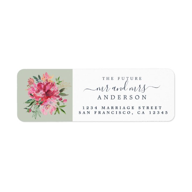 Chic Floral Mr Mrs Monogram Wedding Rücksendeadres (Vorne)