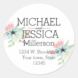 Chic Floral Personalisierte Ansprache Runder Aufkleber