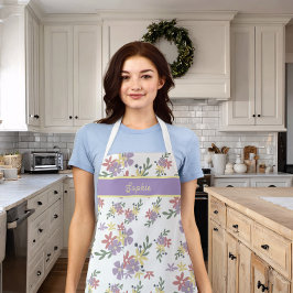 Chic Floral Purple Pattern Baking Schürze