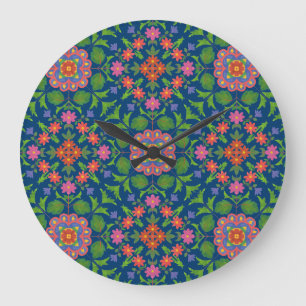 Chic Floral Rangoli Deep Blue Acryli Uhr
