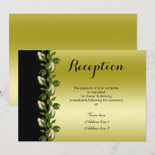 Chic Floral Romantic Gold & Black Empfang Einladung