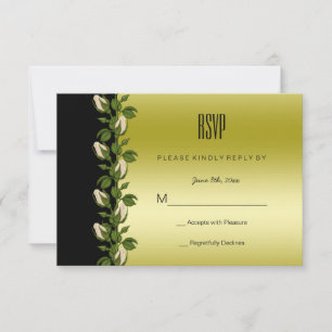 Chic Floral Romantique Or & Noir RSVP