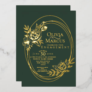 Chic Floral Rose Wreath Wedding Foil Einladung