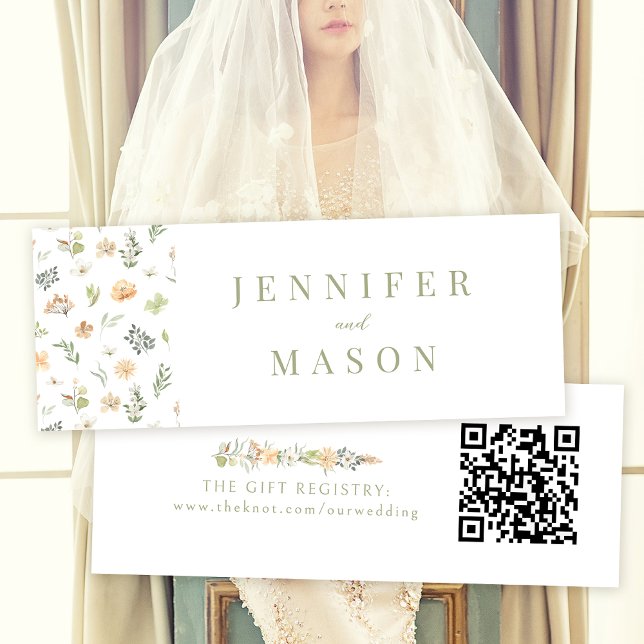 Chic floral rustic Hochzeit QR Registrierungskarte (Von Creator hochgeladen)