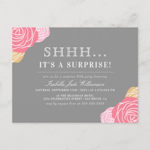 Chic Floral Shh... Es ist eine überraschende Gebur Einladungspostkarte