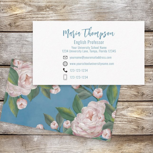 Chic Floral Stilvolle Vintage Rose Beruflich Visitenkarte (Von Creator hochgeladen)