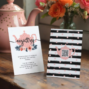 Chic Floral Tee Party Girl Baby Shower Registry Begleitkarte