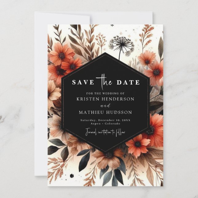 Chic Floral Terracotta Wedding Save The Date (Vorderseite)