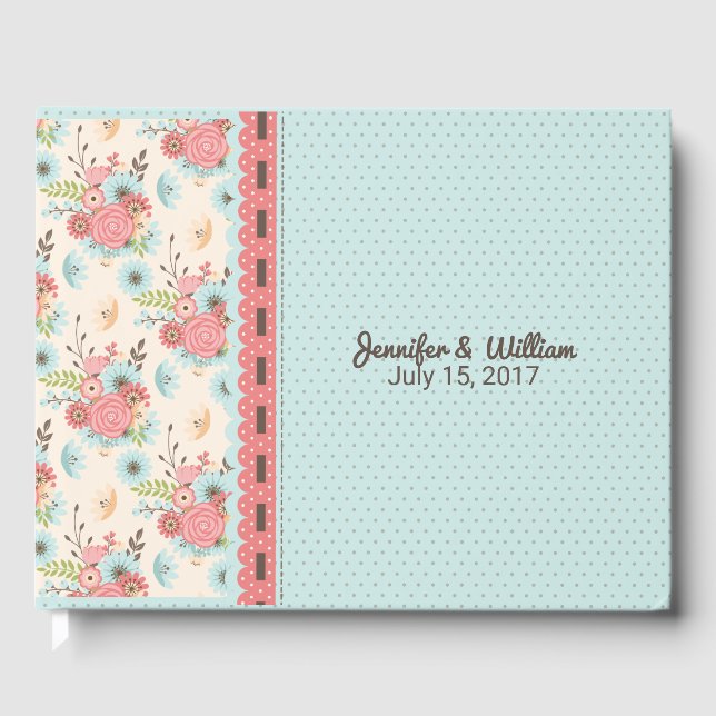 Chic Floral und Polka Dot Wedding Gästebuch (Vorderseite)