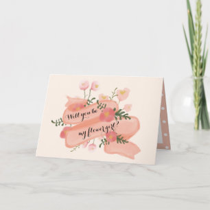 Chic floral Vintag Banner wird mein Blumenmädchen? Einladung