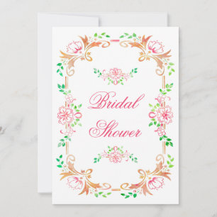 Chic Floral Watercolor Brautparty Doppelseitig Einladung