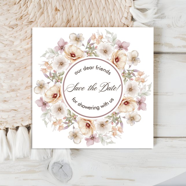 Chic Floral Watercolor Brautparty Save The Date (Chic Floral Watercolor Bridal Shower Save The Date)