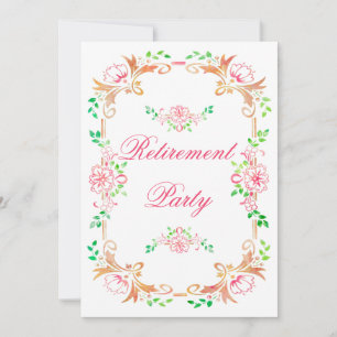 Chic Floral Watercolor Retirement Doppelseitig Einladung