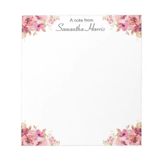 Chic Floral Watercolor-Wildblumen Frame Notepad Notizblock