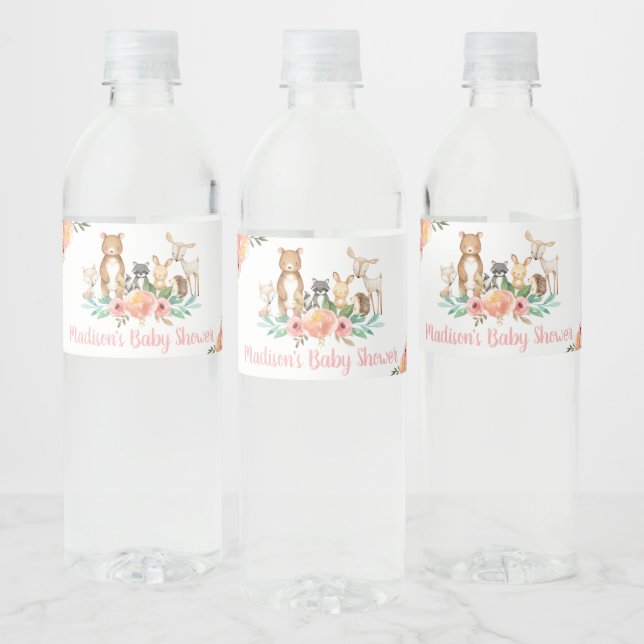 Chic Floral Woodland Animals Baby Dusche Geburtsta (Flaschen)