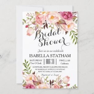 Chic Floral Wreath Rustic Brautparty2 Einladung